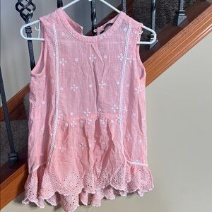 Peach  Sleeveless Embroidered eyelet Top